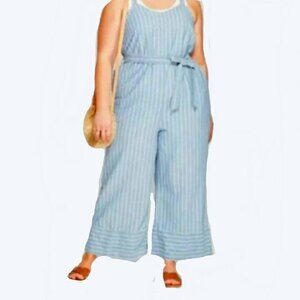 Universal Thread Chambray Denim Pinstripe Wide-Leg Jumpsuit New With Tags Medium